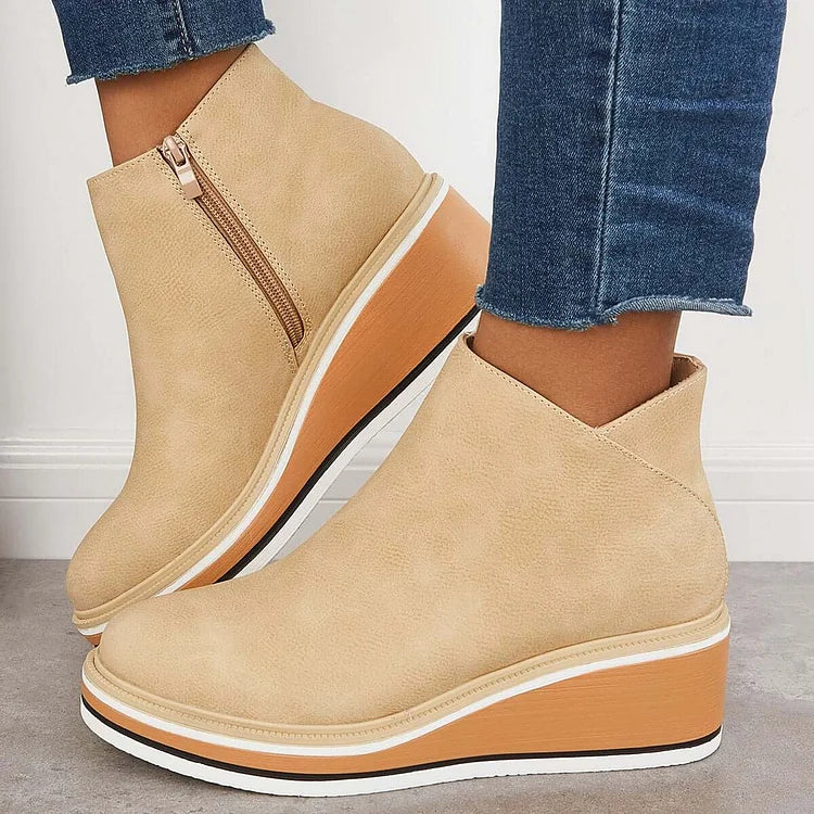 Wedge Ankle Boots for Women with Zip Fastening and Stylish Silhouette - 8 - London-stylehouse.com