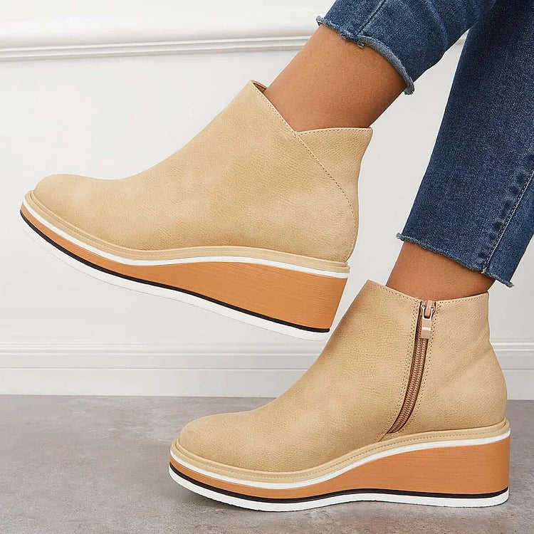 Wedge Ankle Boots for Women with Zip Fastening and Stylish Silhouette - 10 - London-stylehouse.com