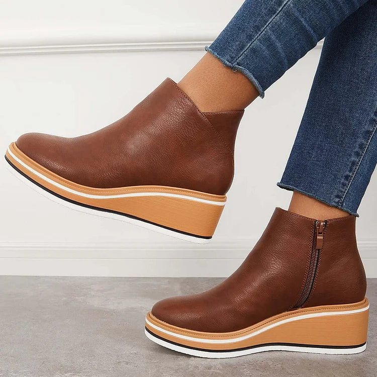 Wedge Ankle Boots for Women with Zip Fastening and Stylish Silhouette - 12 - London-stylehouse.com