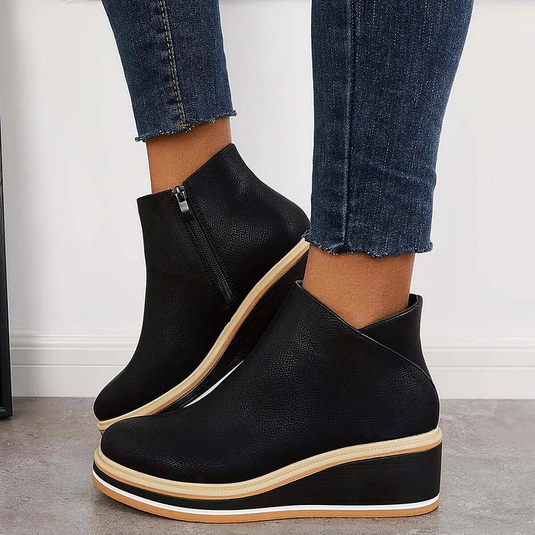 Wedge Ankle Boots for Women with Zip Fastening and Stylish Silhouette - 13 - London-stylehouse.com