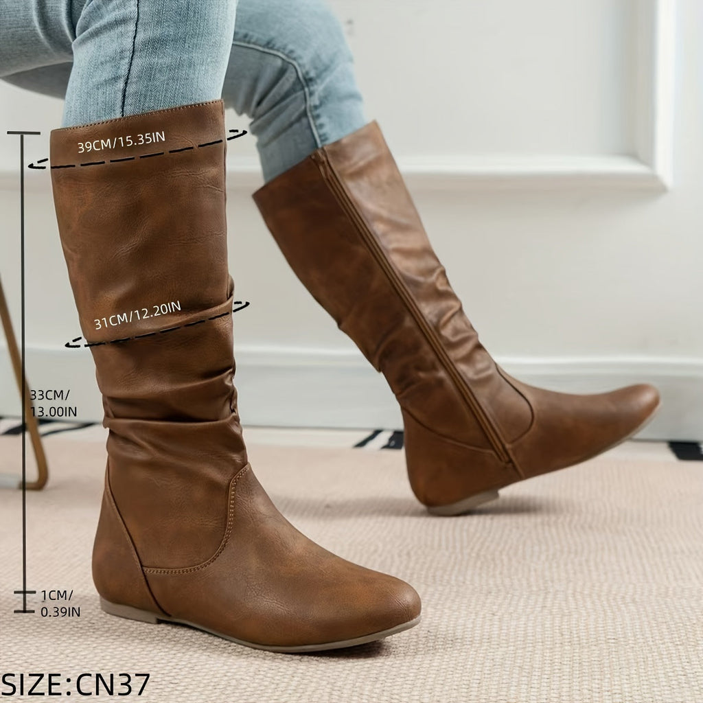 Slouchy Knee-High Boots for Women with Zipper Closure - 3 - London-stylehouse.com