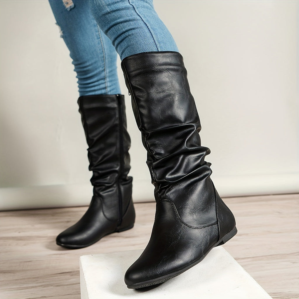 Slouchy Knee-High Boots for Women with Zipper Closure - 6 - London-stylehouse.com