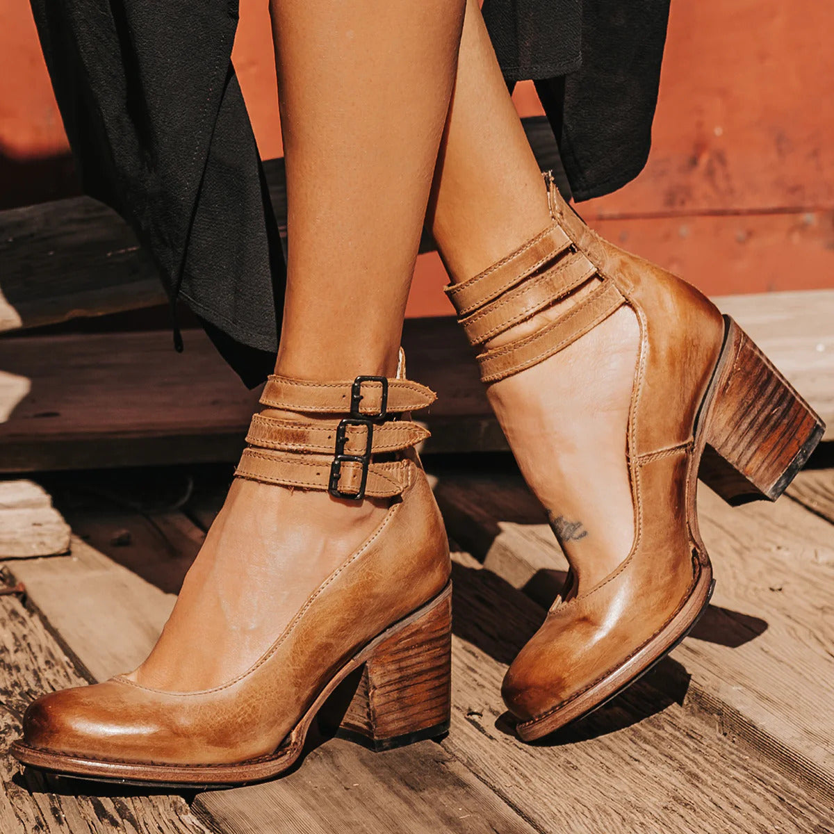 Heeled Ankle Shoes for Women with Double Buckle Detail - 1 - London-stylehouse.com