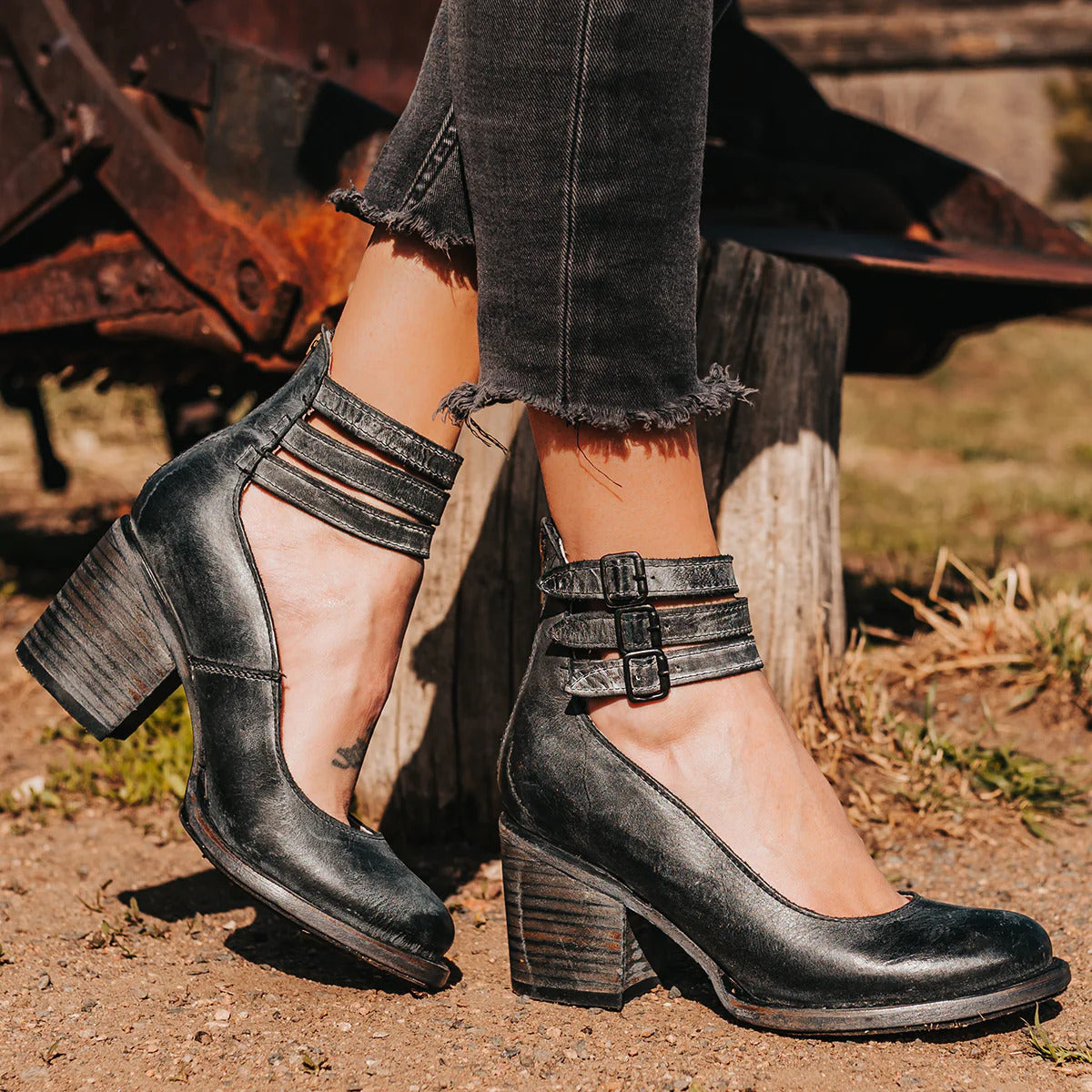 Heeled Ankle Shoes for Women with Double Buckle Detail - 2 - London-stylehouse.com