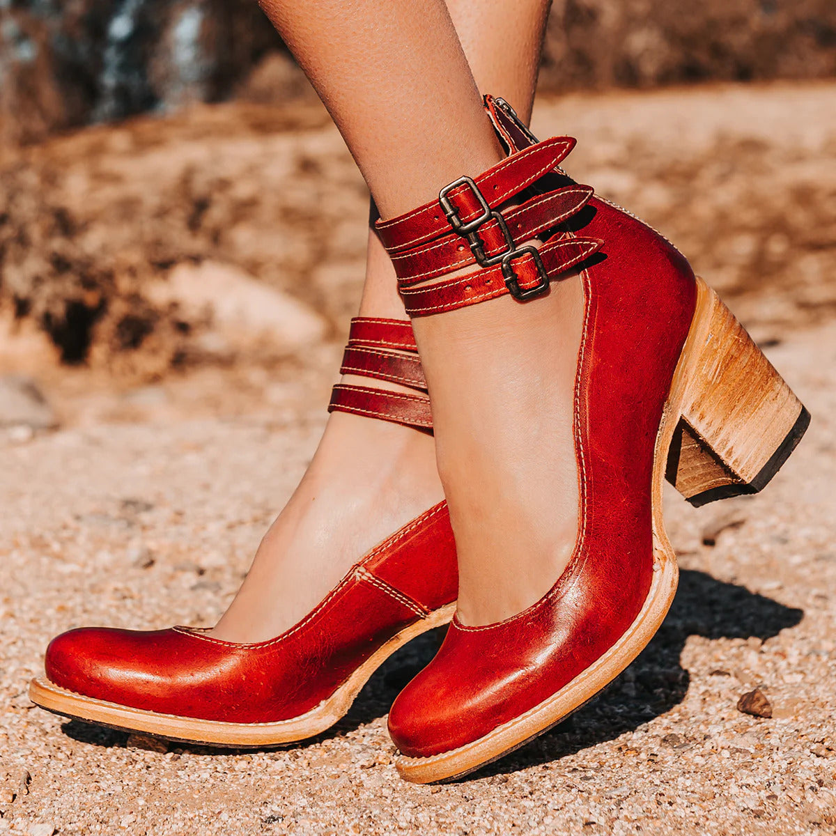 Heeled Ankle Shoes for Women with Double Buckle Detail - 3 - London-stylehouse.com