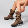 Slouchy Women's Boots with Buckle Detail and Chunky Sole - 1 - London-stylehouse.com