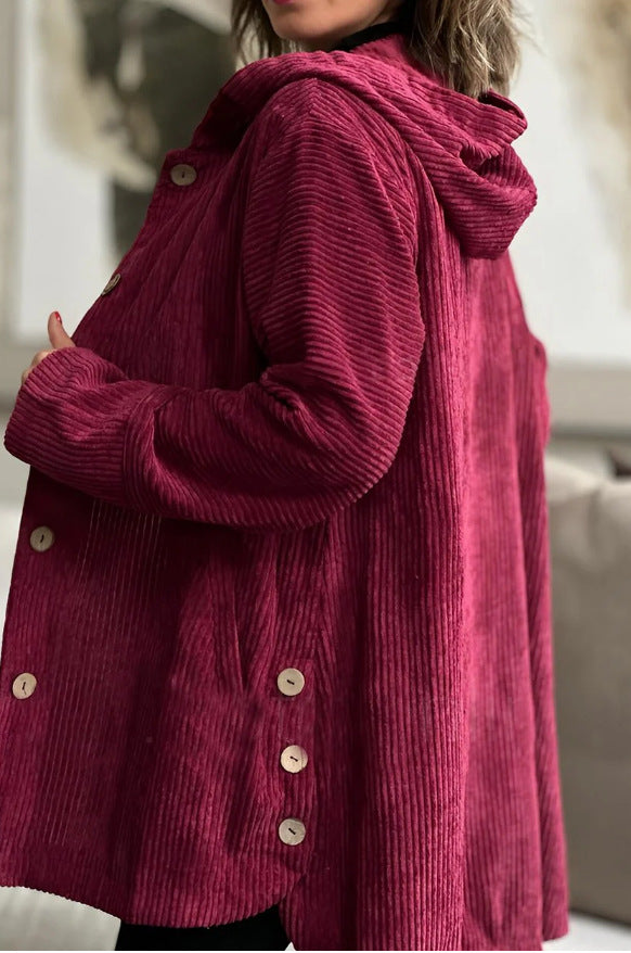 Hooded Jacket Women's Casual Button-Up with Pockets - 4 - London-stylehouse.com