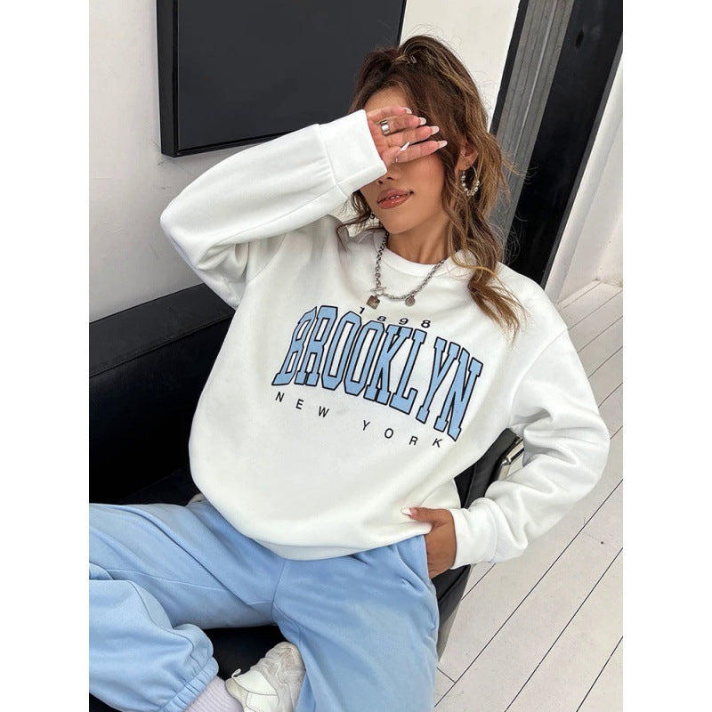 Hoodie Women Relaxed Fit Brooklyn Print Casual Sweatshirt - 4 - London-stylehouse.com