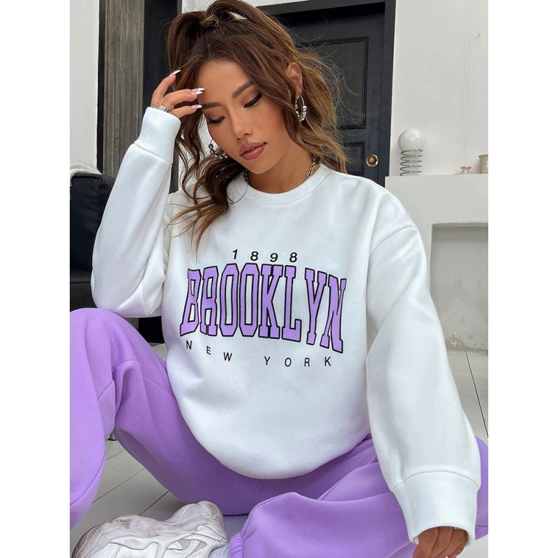 Hoodie Women Relaxed Fit Brooklyn Print Casual Sweatshirt - 5 - London-stylehouse.com