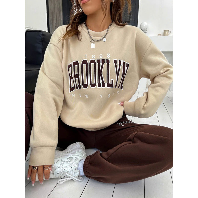 Hoodie Women Relaxed Fit Brooklyn Print Casual Sweatshirt - 9 - London-stylehouse.com