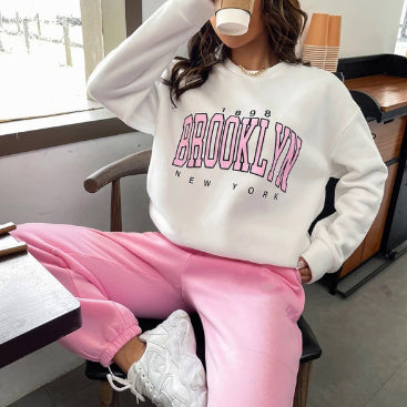 Hoodie Women Relaxed Fit Brooklyn Print Casual Sweatshirt - 10 - London-stylehouse.com