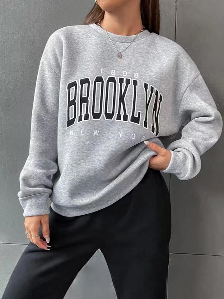Hoodie Women Relaxed Fit Brooklyn Print Casual Sweatshirt - 11 - London-stylehouse.com