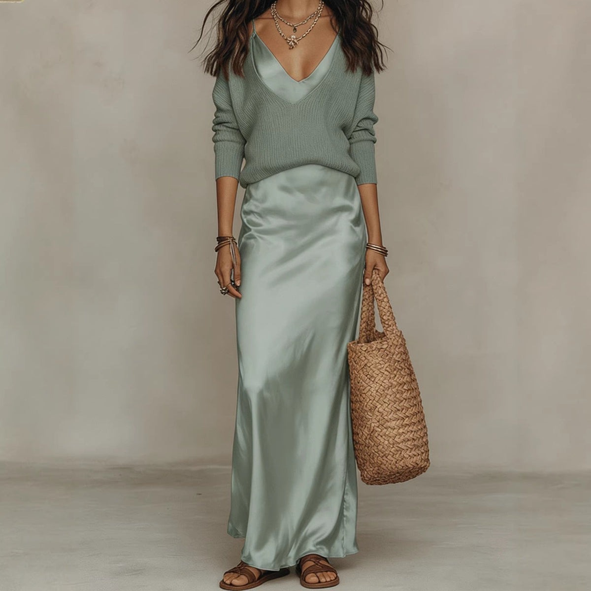 Maxi Dress Women's V-Neck Silhouette with Flattering Flow - 2 - London-stylehouse.com