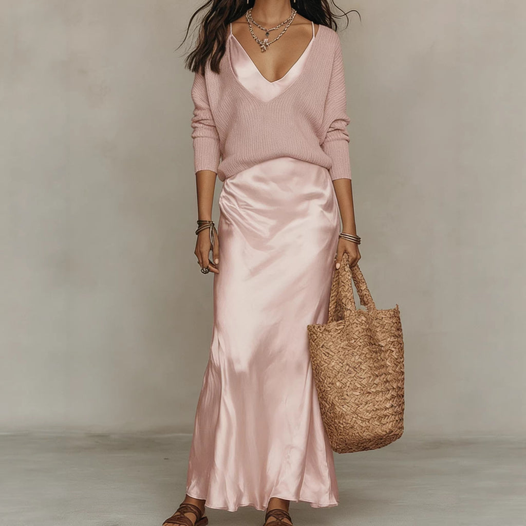 Maxi Dress Women's V-Neck Silhouette with Flattering Flow - 4 - London-stylehouse.com