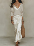 Maxi Dress Women's V-Neck Silhouette with Flattering Flow - 8 - London-stylehouse.com