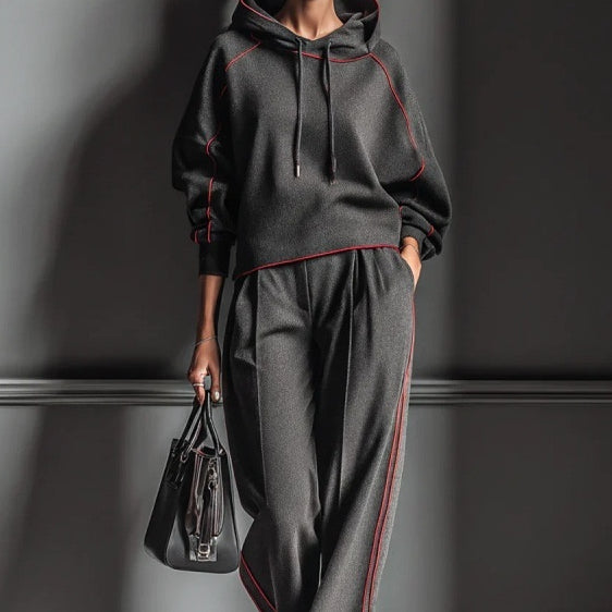 Lounge Set Women's Relaxed Fit Hoodie & Trousers with Contrast Trim - 4 - London-stylehouse.com