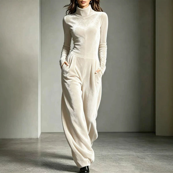 Jumpsuit Women Long Sleeve Relaxed Fit with Stand Collar - 1 - London-stylehouse.com