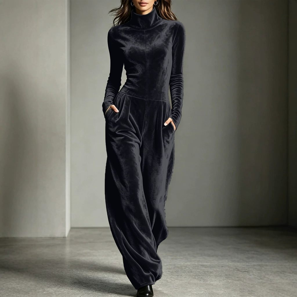 Jumpsuit Women Long Sleeve Relaxed Fit with Stand Collar - 2 - London-stylehouse.com