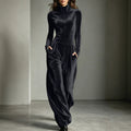 Jumpsuit Women Long Sleeve Relaxed Fit with Stand Collar - 2 - London-stylehouse.com