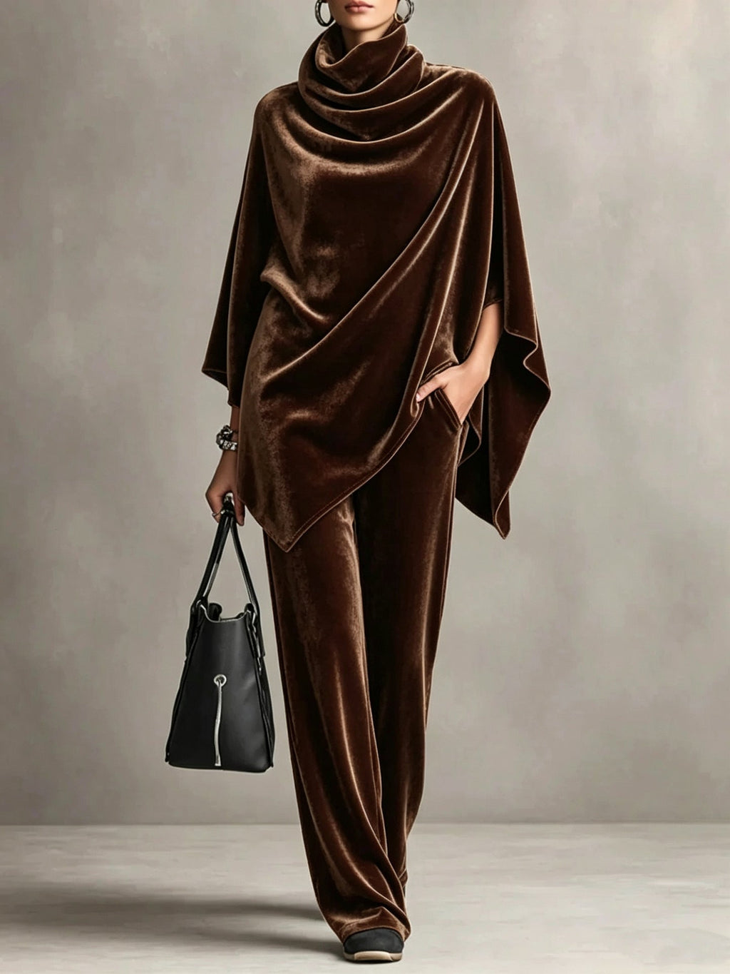 Women's Two-Piece Set with Cowl Neck and Wide-Leg Trousers - 1 - London-stylehouse.com