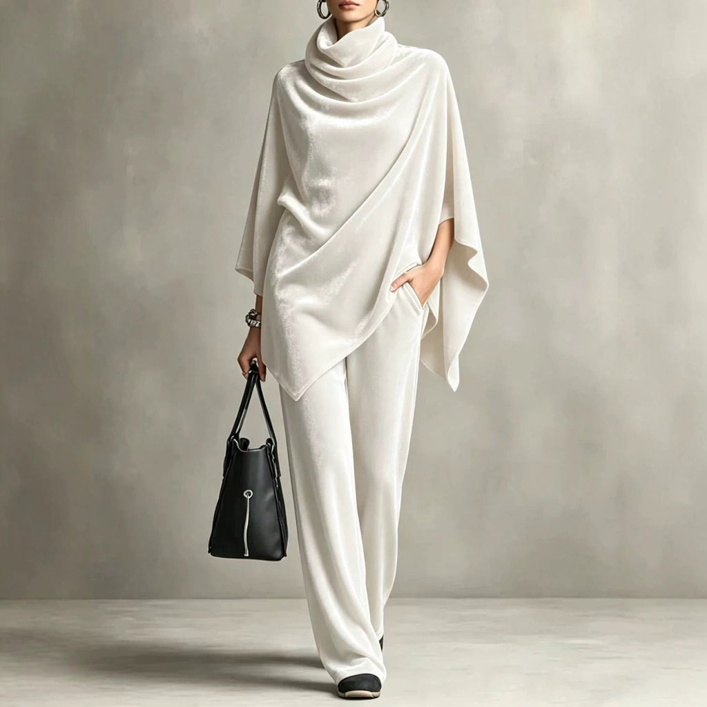 Women's Two-Piece Set with Cowl Neck and Wide-Leg Trousers - 2 - London-stylehouse.com