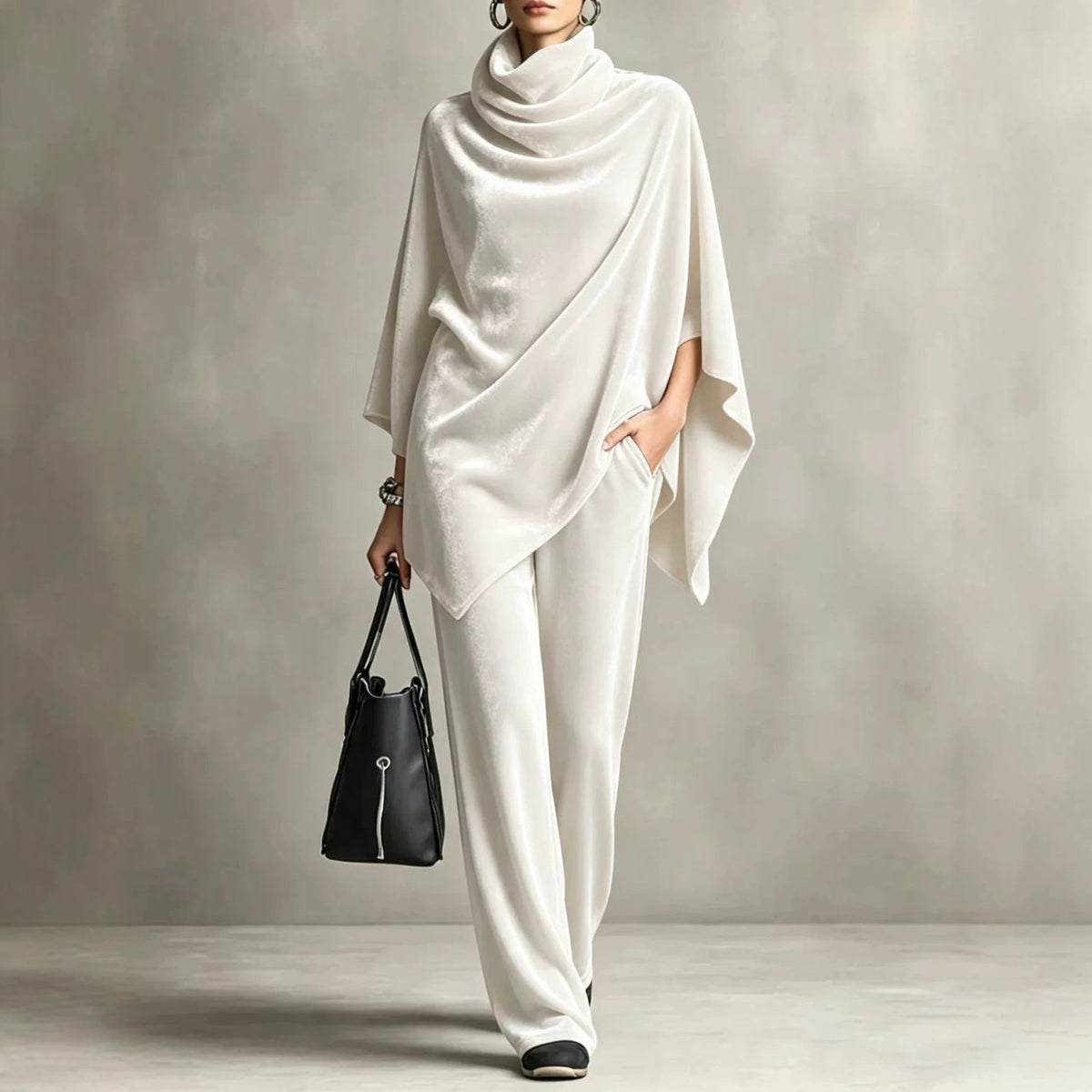 Women's Two-Piece Set with Cowl Neck and Wide-Leg Trousers - 2 - London-stylehouse.com
