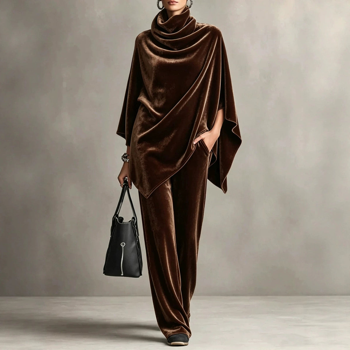 Women's Two-Piece Set with Cowl Neck and Wide-Leg Trousers - 3 - London-stylehouse.com