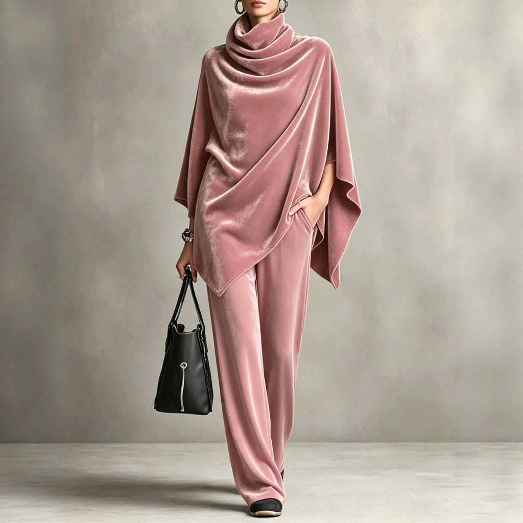 Women's Two-Piece Set with Cowl Neck and Wide-Leg Trousers - 5 - London-stylehouse.com