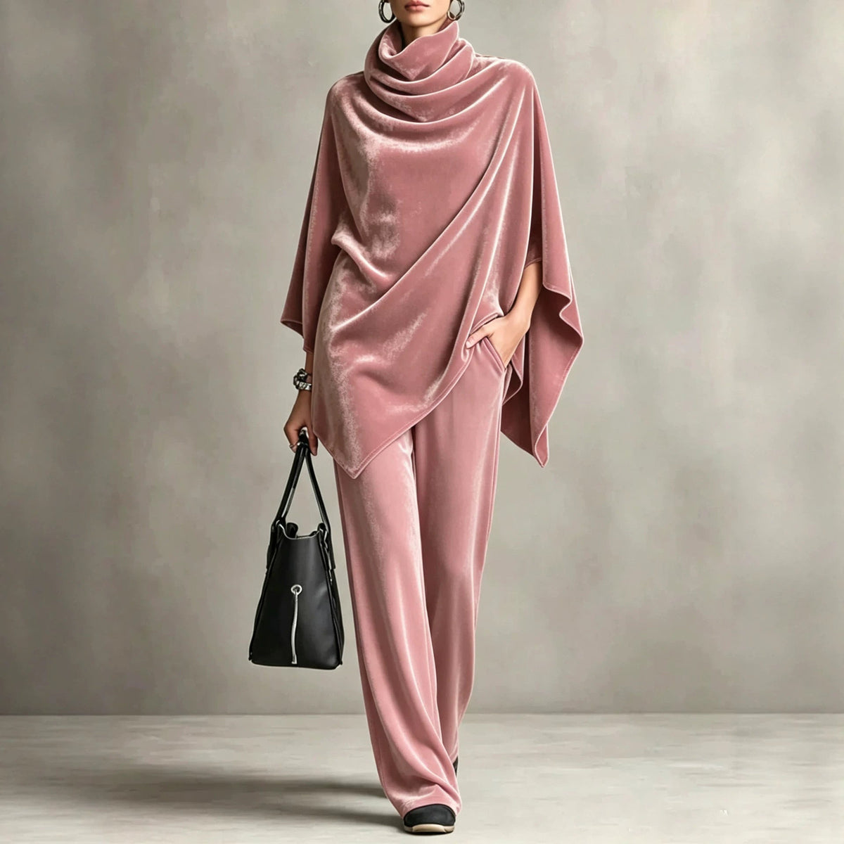 Women's Two-Piece Set with Cowl Neck and Wide-Leg Trousers - 5 - London-stylehouse.com