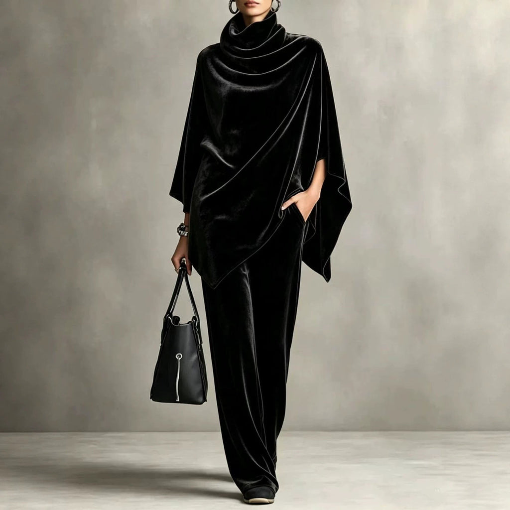 Women's Two-Piece Set with Cowl Neck and Wide-Leg Trousers - 9 - London-stylehouse.com