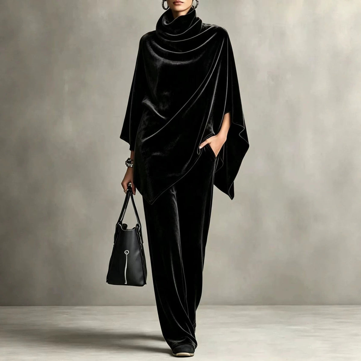 Women's Two-Piece Set with Cowl Neck and Wide-Leg Trousers - 9 - London-stylehouse.com