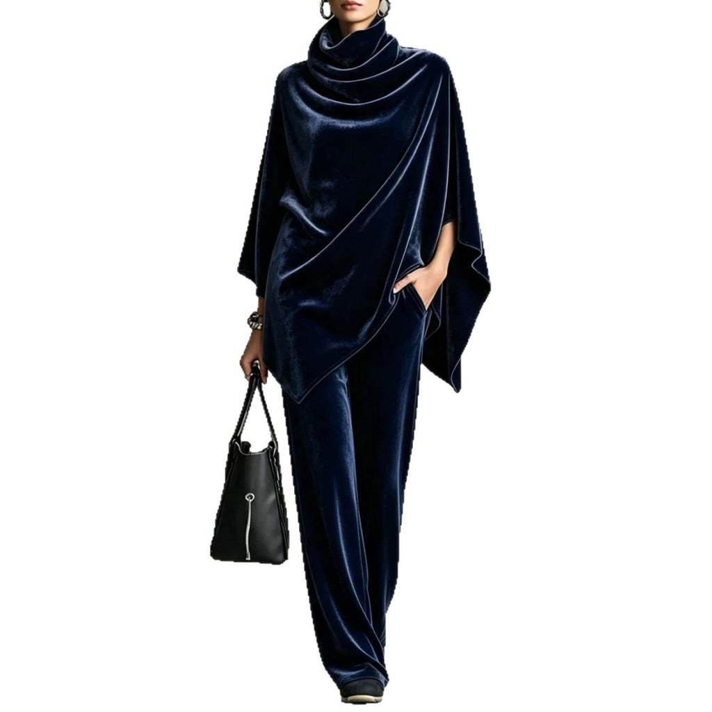 Women's Two-Piece Set with Cowl Neck and Wide-Leg Trousers - 10 - London-stylehouse.com