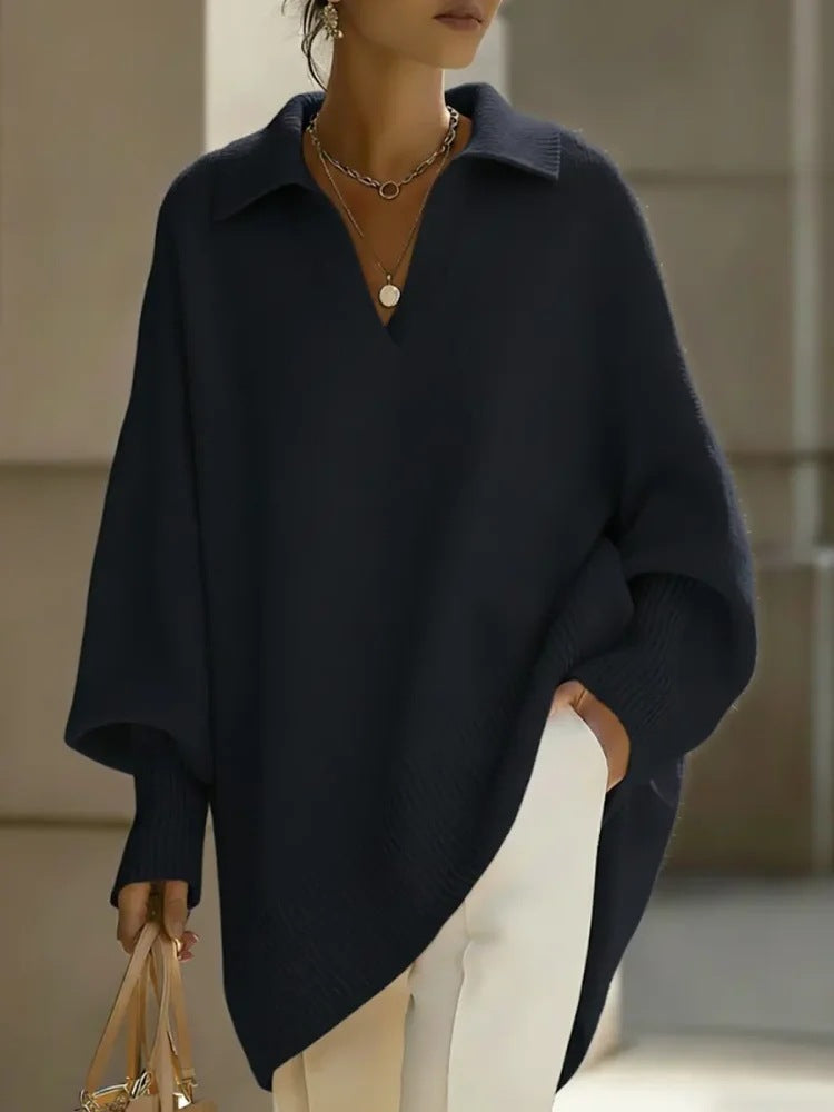 Women's Relaxed Fit Pullover with V-Neck and Oversized Silhouette - 4 - London-stylehouse.com