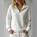 Women's Oversized Sweatshirt with Zip Neck and Long Sleeves - 1 - London-stylehouse.com