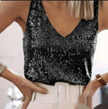 Sequin Blouse Women's V-Neck Sleeveless Sparkle Top - 2 - London-stylehouse.com