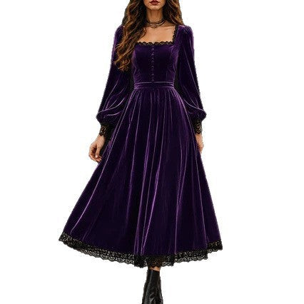 Midi Dress Women with Square Neck and Puff Sleeves for Special Occasions - 7 - London-stylehouse.com