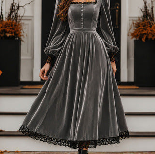 Midi Dress Women with Square Neck and Puff Sleeves for Special Occasions - 9 - London-stylehouse.com