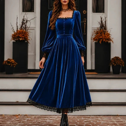 Midi Dress Women with Square Neck and Puff Sleeves for Special Occasions - 11 - London-stylehouse.com