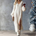 Maxi Dress for Women with V-Neck and Button Details - 5 - London-stylehouse.com