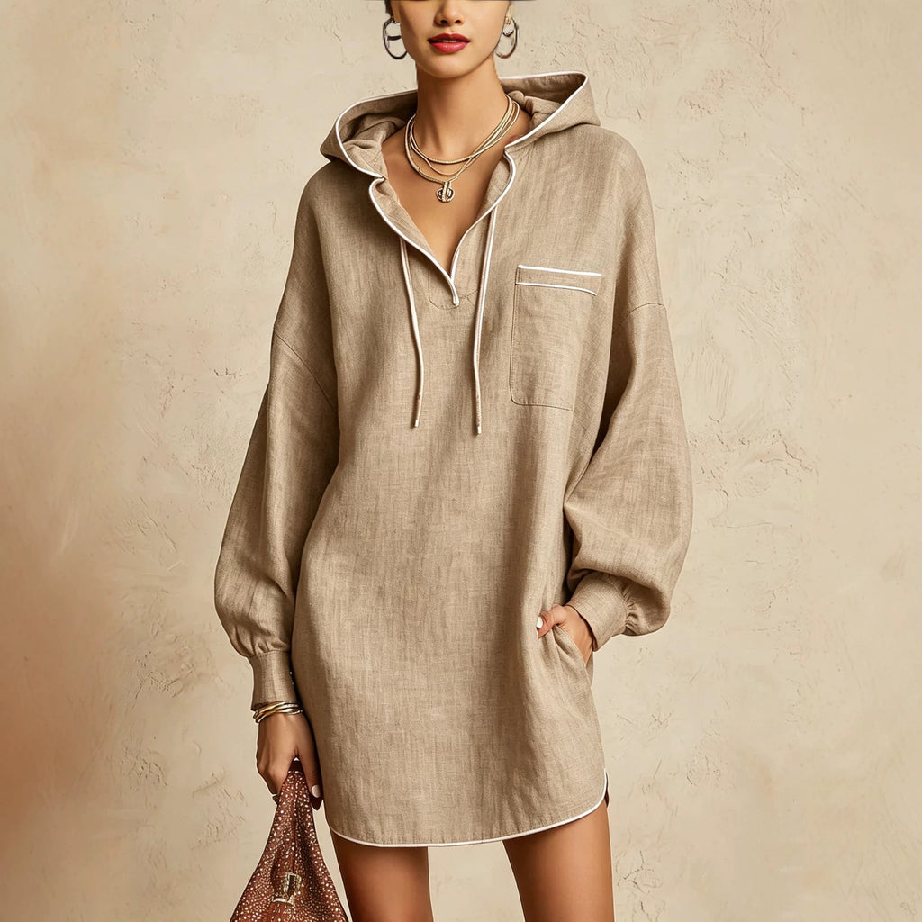 Hooded Shirt Dress Women - Casual Style with Pocket - 1 - London-stylehouse.com