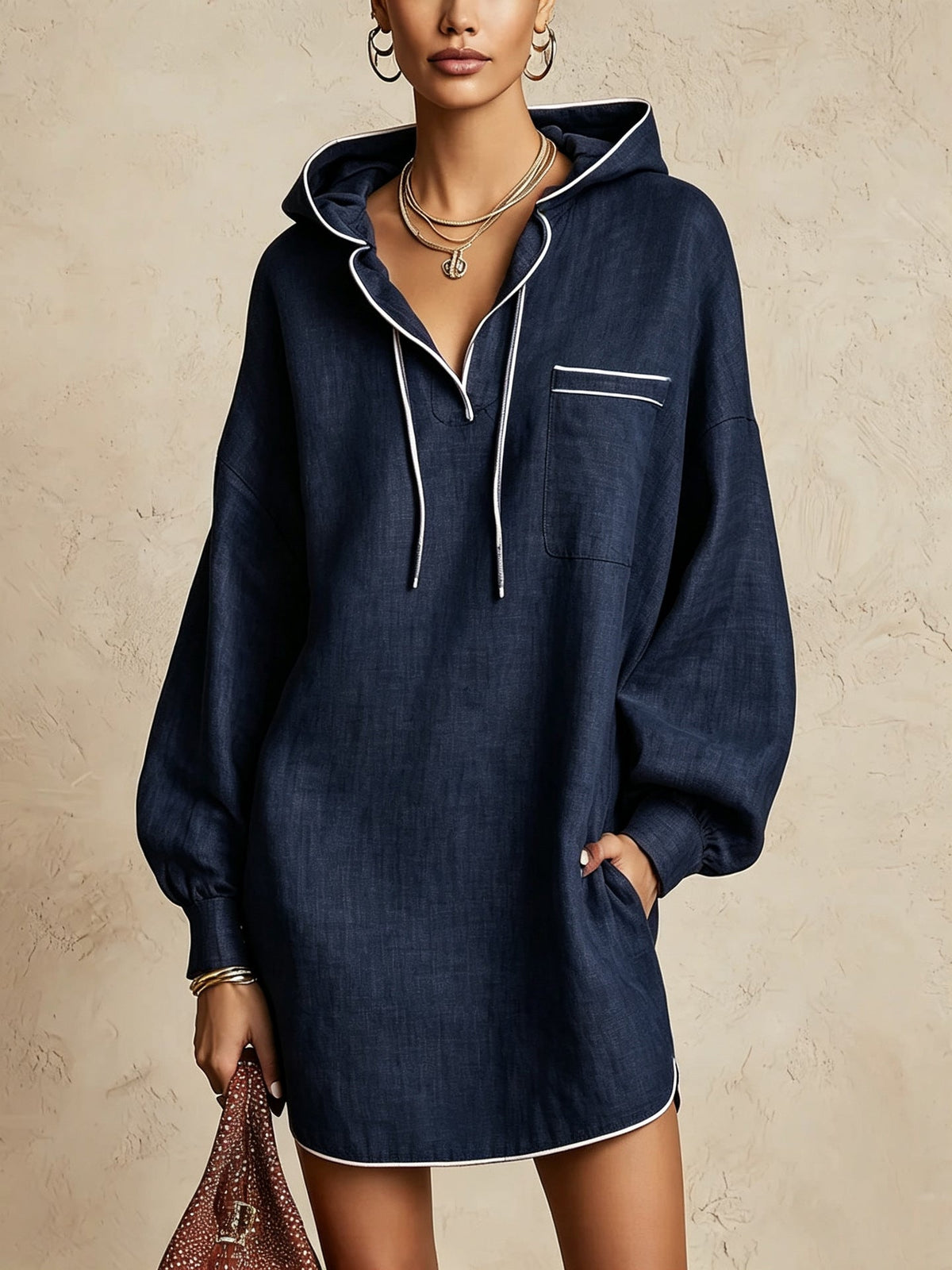 Hooded Shirt Dress Women - Casual Style with Pocket - 2 - London-stylehouse.com