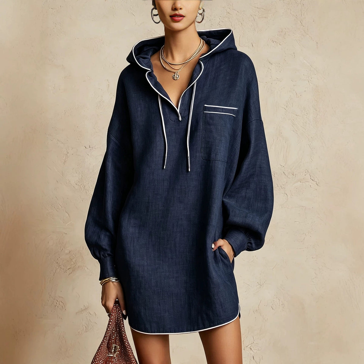 Hooded Shirt Dress Women - Casual Style with Pocket - 4 - London-stylehouse.com