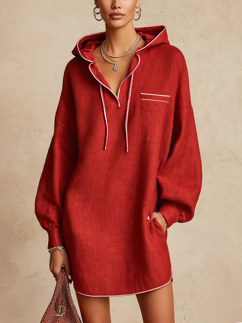 Hooded Shirt Dress Women - Casual Style with Pocket - 5 - London-stylehouse.com
