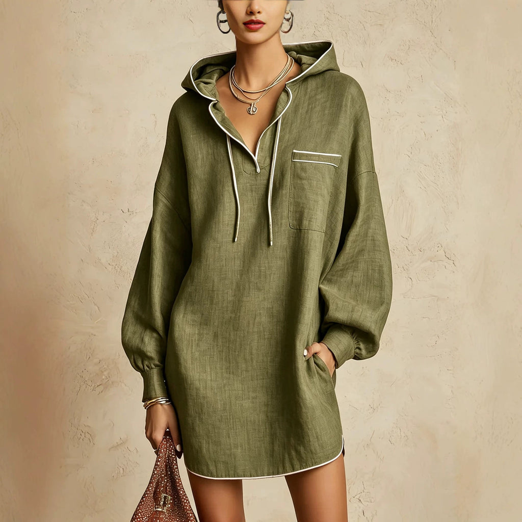 Hooded Shirt Dress Women - Casual Style with Pocket - 7 - London-stylehouse.com