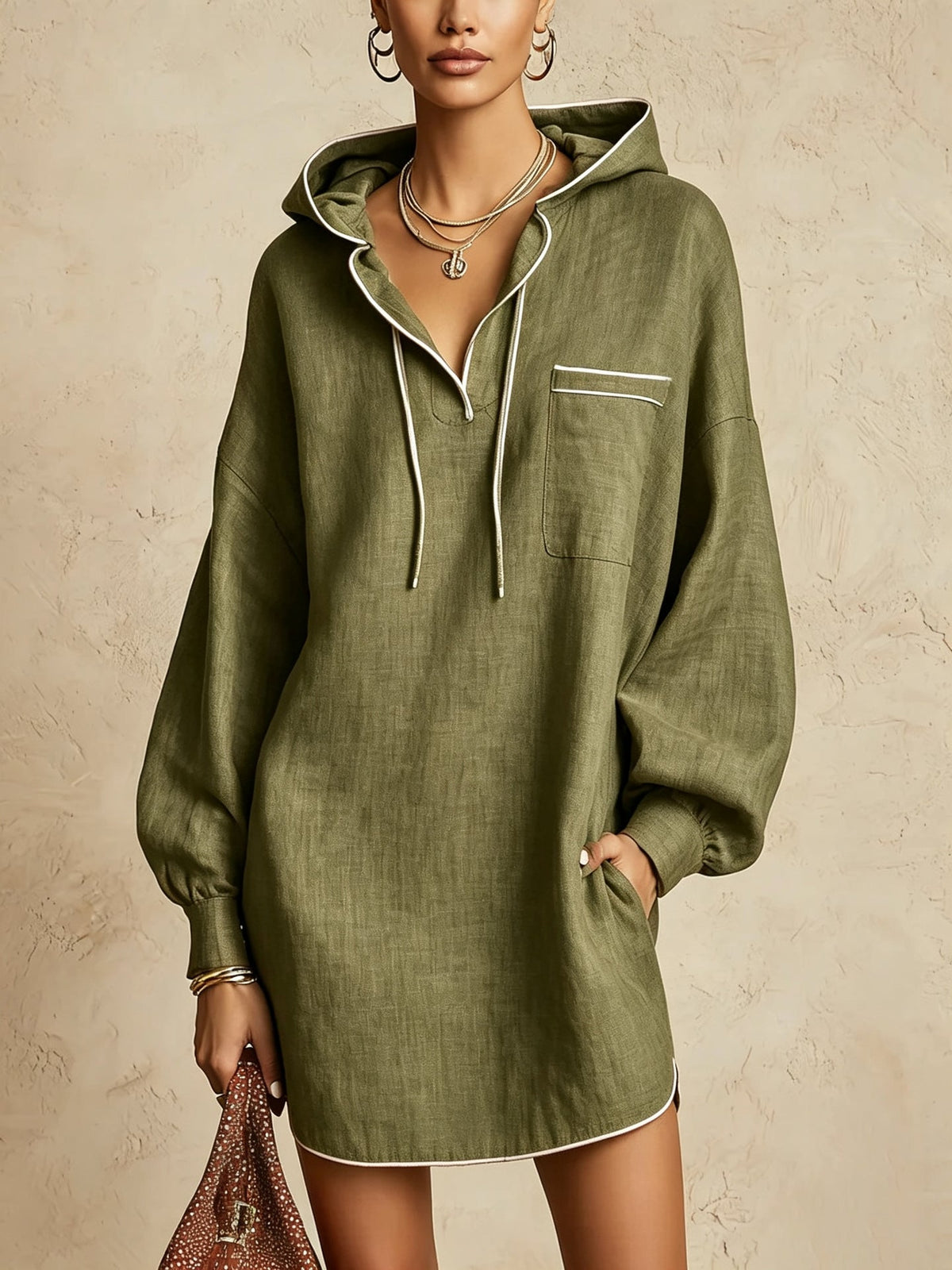 Hooded Shirt Dress Women - Casual Style with Pocket - 10 - London-stylehouse.com
