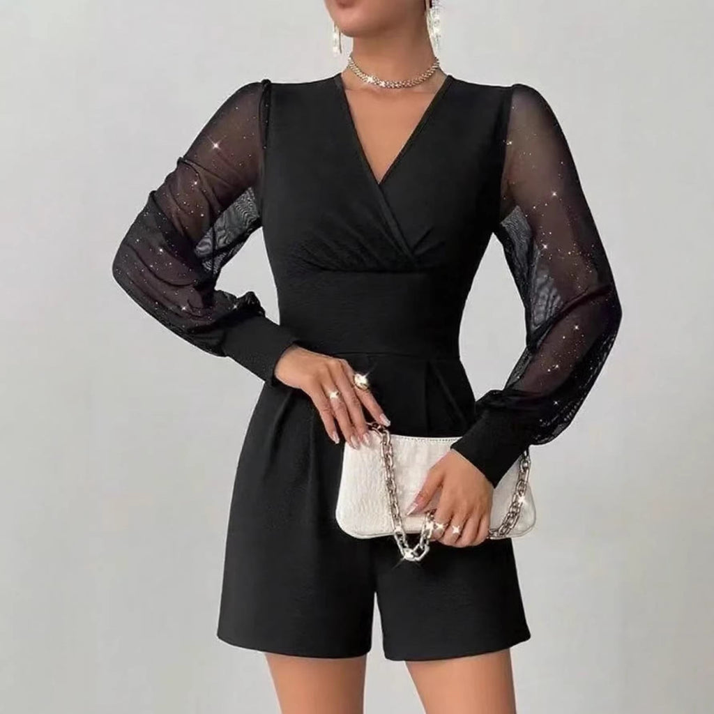 Jumpsuit Women V-Neck with Puff Sleeves and Flattering Fit - 3 - London-stylehouse.com