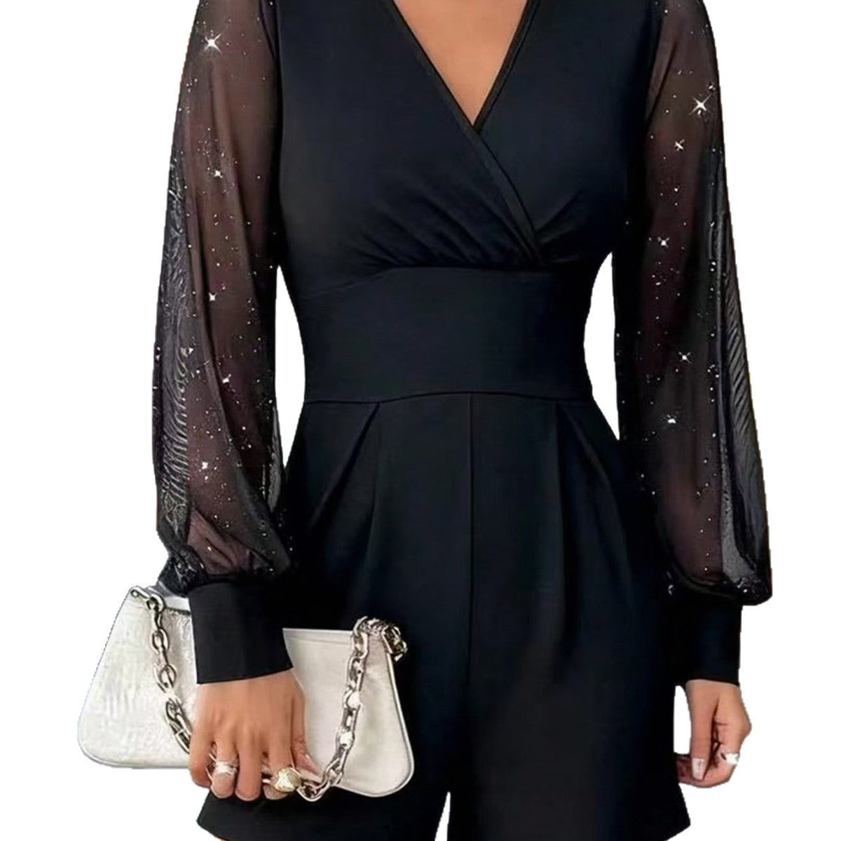 Jumpsuit Women V-Neck with Puff Sleeves and Flattering Fit - 5 - London-stylehouse.com