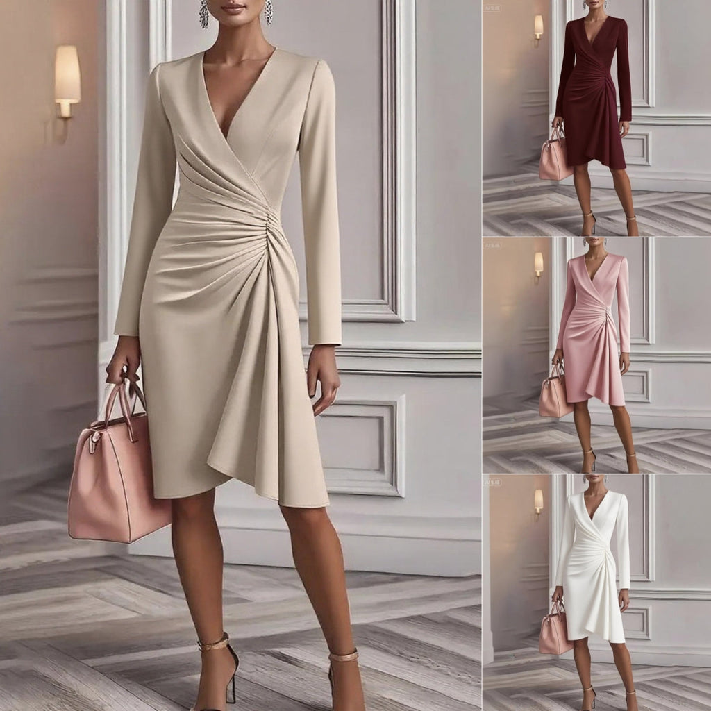 Wrap Dress Women's Midi with V-Neck and Tailored Fit - 2 - London-stylehouse.com