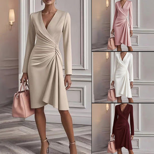 Wrap Dress Women's Midi with V-Neck and Tailored Fit - 7 - London-stylehouse.com