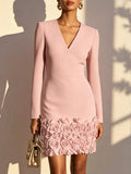 Mini Dress for Women with V-Neck and Floral Detail - 2 - London-stylehouse.com